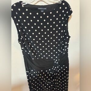 American Living Black Dress with White Polka Dots and Side Gather